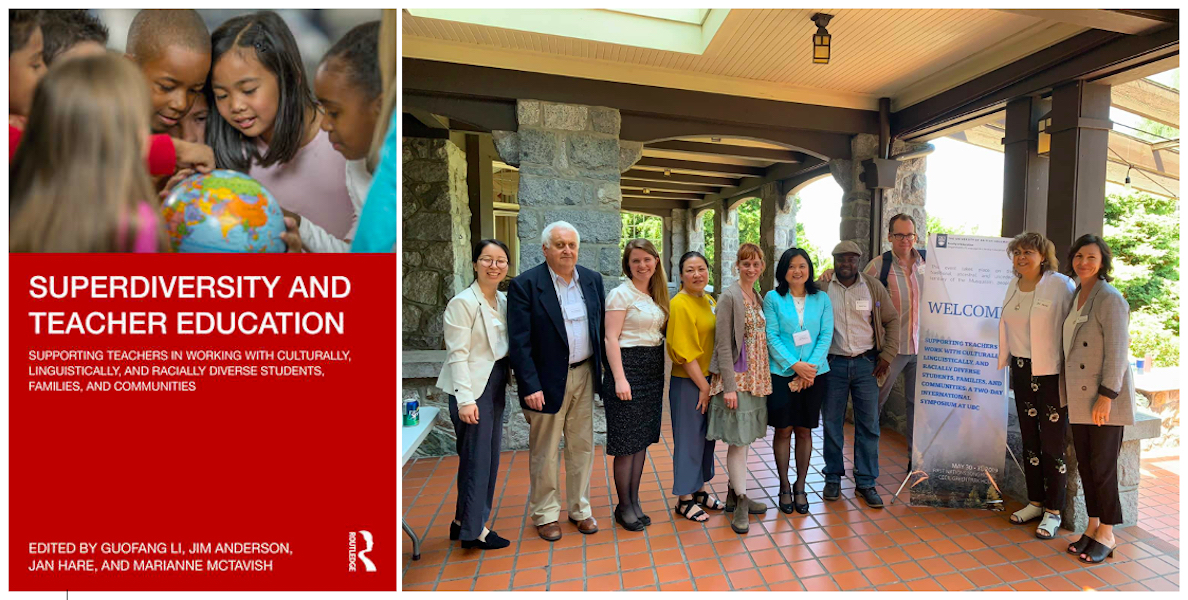 Image of book cover and photo of the conference attendees.