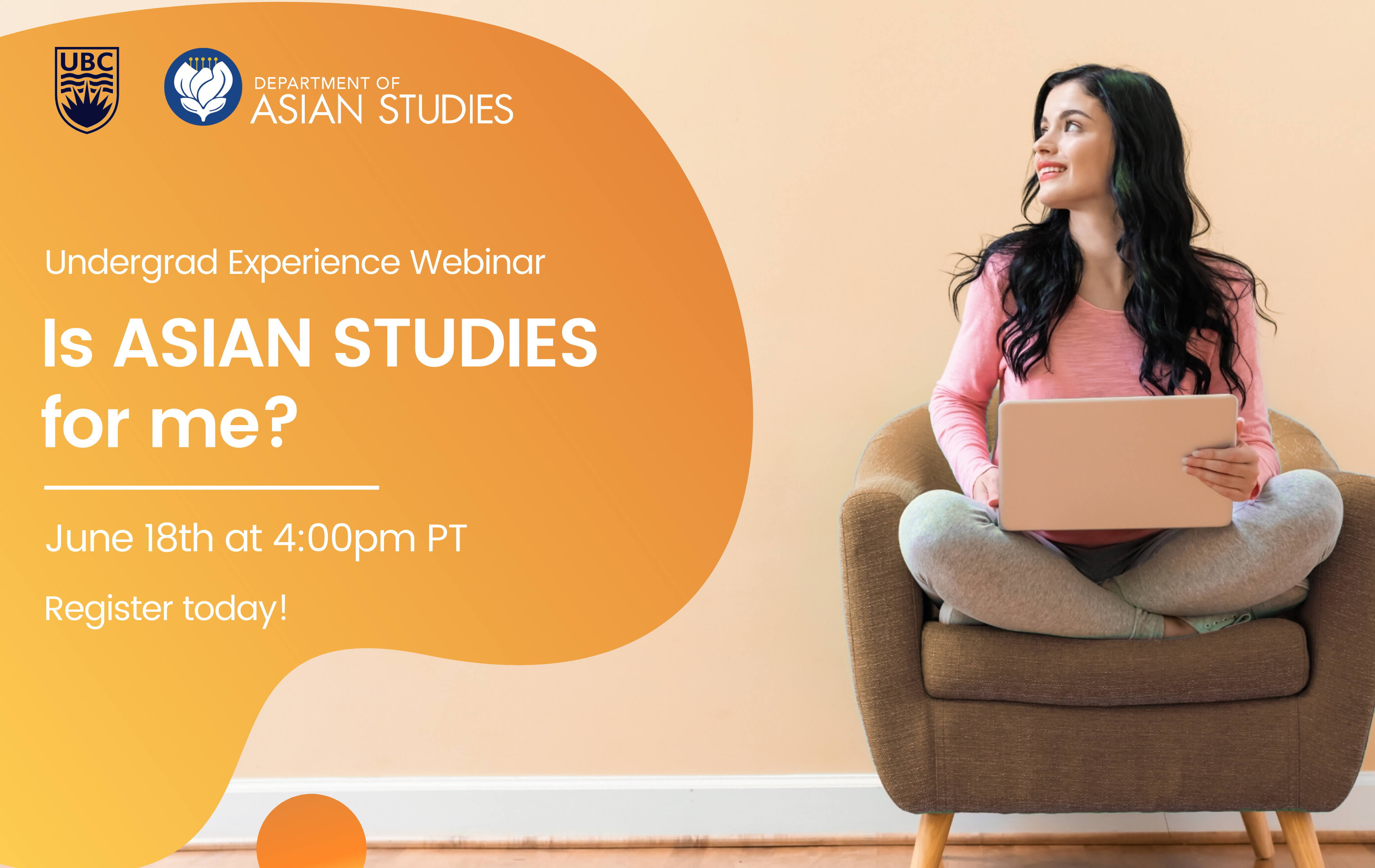 An image of a woman sitting in an armchair with a laptop in her lap.