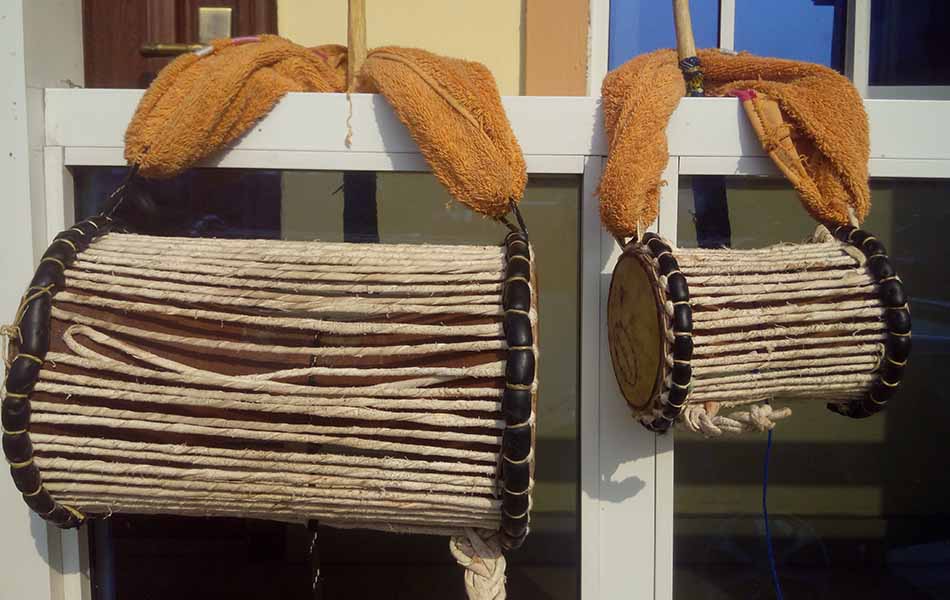 A picture of a talking drum from the western part of Nigeria, West Africa, credit: Bamidele S. Ajayi
