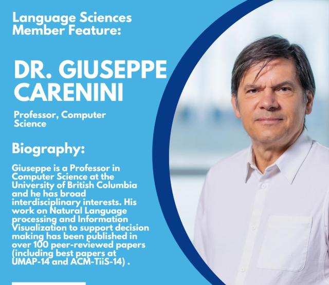 Designed image of Dr. Carenini with a short bio